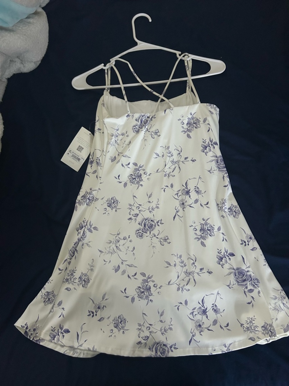 Altar'd State Lavender Floral Satin Slip Dress on Cream